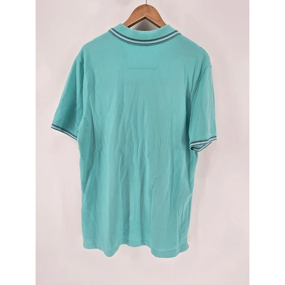 Banana Republic Polo Shirt Mens XL‎ Teal Milly Collection Striped Elephant Logo